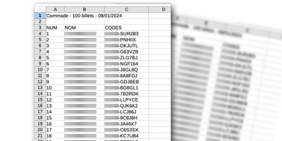 Liste de codes